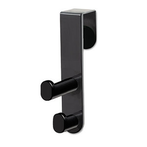 Plastic Coat Hook, 2-Hook, 1 3/4 x 5 1/4  x 7 3/4, Black by SAFCO PRODUCTS