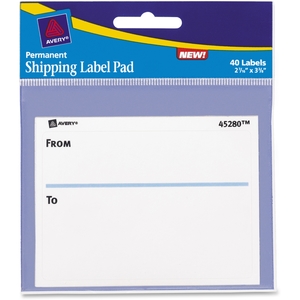 Avery 45280 Shipping Label Pad, To/From, 3"x4", 40/PK, Light Blue/White by Avery