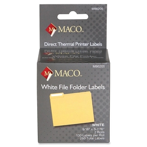 Chartpak, Inc M86205 Thermal Printer Labels,File Folder,260 Lbls, 2RL/BX, White by Maco