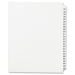 Avery 82303 Index Dividers, 601-625, Side Tab, 8-1/2"x11", 25/Set, WE by Avery