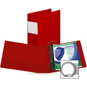 SAMSILL CORPORATION 14393 Antimicrobial Binder, Round Ring, 11"x8-1/2", 4" Cap, Red by Samsill