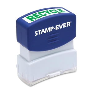 Avery 5963 Stamp, Pre-Inked, "RECYCLE", 9/16"x1-11/16" Imp, Green by U.S. Stamp & Sign