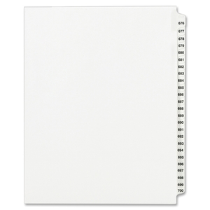 Avery 82306 Index Dividers, 676-700, Side Tab, 8-1/2"x11", 25/Set, WE by Avery