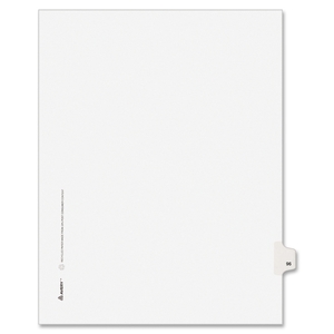 Avery LG96LTS Numeric Divider, "96", Side Tab, 11"x8-1/2", 25/PK, White by Avery