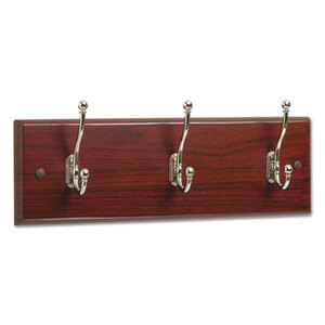 Safco Products 4216MH Wood Wall Rack, Three Double-Hooks, 18w x 3-1/4d x 6-3/4h, Mahogany by SAFCO PRODUCTS