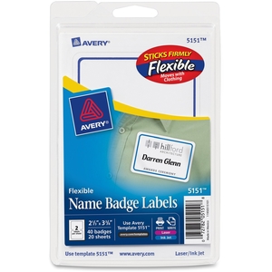 Avery 5151 Name Badges, 2-1/3"x3-3/8", 40/PK, Blue Border by Avery