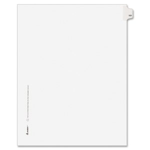 Avery LG101LTS Numeric Divider, "101", Side Tab, 11"x8-1/2", 25/PK, White by Avery