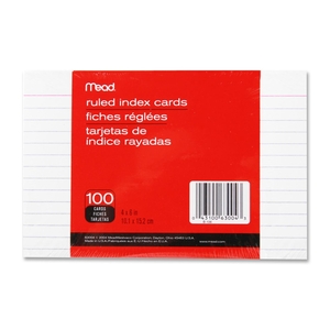 General Electric Company 63004 Index Cards, Ruled, 4"x6", 100/PK, White by Mead