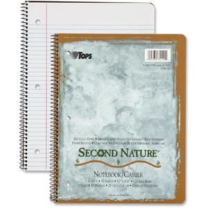 Tops Products 74110 Second Nature&reg 1-Subject Wirebound Notebook, 3-Hole Punched, 11x8-1/2, 50 Sheets (TOP74110) by TOPS