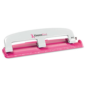 Accentra, Inc. 2188 12-Sheet Capacity ProPunch Pink Ribbon Compact 3-Hole Punch, Rubber Base, Pink by ACCENTRA, INC.