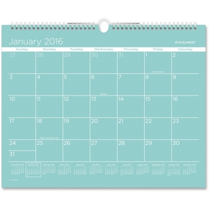 ACCO Brands Corporation PMCP8T28 Color Play Wall Calendar, 1Mmp, 12Mths Jan-Dec, Teal by At-A-Glance