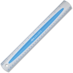 ACME UNITED CORPORATION 14757 Microban Ruler, w/ Pencil Groove, Nonslip, 12" L, Blue by Westcott