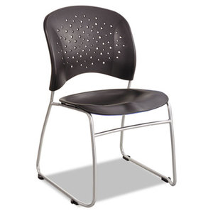 Safco Products 6804BL Rve Series Guest Chair With Sled Base, Black Plastic, Silver Steel, 2/Carton by SAFCO PRODUCTS