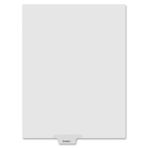 Legal Divider,Exhibit I,Letter,Bottom Tab,1/6 Cut,White by Kleer-Fax