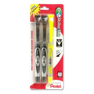 PENTEL OF AMERICA BLD97BP2A Rollerball Pen,Metal Tip,.7mm,Nonrefillable,Black Ink/Barrel by Pentel