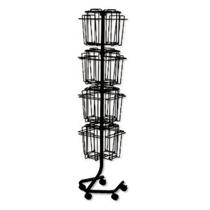 Safco Products 4139CH Wire Rotary Display Racks, 16 Compartments, 15w x 15d x 60h, Charcoal by SAFCO PRODUCTS