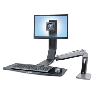 WorkFit-A Sit-Stand Workstation, LCD LD Monitor, Polished Aluminum/Black by ERGOTRON INC