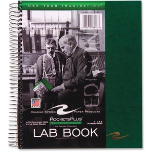 Roaring Spring Paper Products 77646 Lab Book, Tri Pocket Cover, Wirebound, 8-1/2"x11", 100 Shts by Roaring Spring