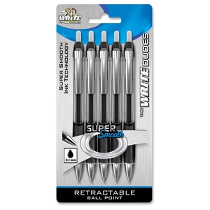 MEGA Brands, Inc DDX49 Ballpoint Pens, Retract, .1Mm, Rub Grip, 5/Pk, Black by The Board Dudes