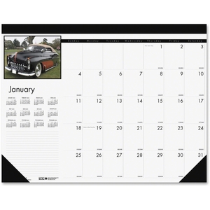 HOUSE OF DOOLITTLE 169 Desk Pad Calendar, 12Mths Jan-Dec, 22"x17", Classic Cars by House of Doolittle