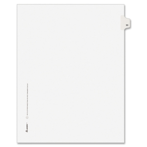 Avery 82251 Legal Index, Side Tab 53, 8-1/2"x11", 25/PK, 1/25 Cut by Avery