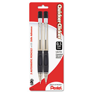 PENTEL OF AMERICA PD345BP2K6 Quicker Clicker Mechanical Pencil, 0.5 mm, Smoke, 2/Pk by PENTEL OF AMERICA