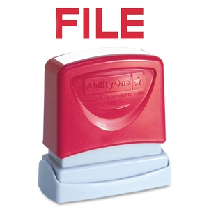 Message Stamp,Pre-inked,"File",1/2"x1-3/4",Red Ink by SKILCRAFT