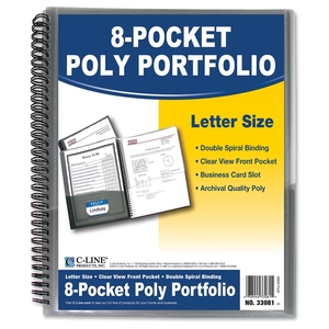 Tops Products 33081 Spiral Bound Poly Portfolio, 8-Pkt, Ltr, Smoke by C-Line