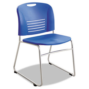 Safco Products 4292LA Vy Series Stack Chairs, Plastic Back/Seat, Sled Base, Blue, 2/Carton by SAFCO PRODUCTS