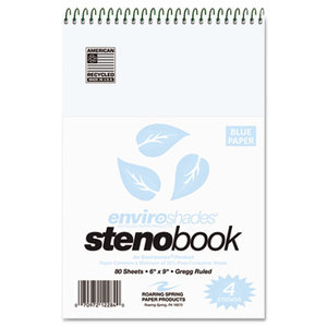 Roaring Spring Paper Products 12284 Enviroshades Steno Notebook, Gregg, 6 x 9, Blue, 80 Sheets, 4/Pack by ROARING SPRING PAPER PRODUCTS