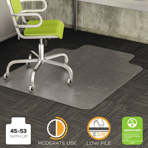 Deflecto Corporation CM13233 DuraMat Moderate Use Chair Mat for Low Pile Carpet, Beveled, 45x53 w/Lip, Clear by DEFLECTO CORPORATION