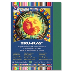 PACON CORPORATION 103021 Construction Paper, 76lb., 9"x12", 50/PK, Dark Green by Tru-Ray