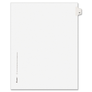 Avery 82250 Legal Index, Side Tab 52, 8-1/2"x11", 25/PK, 1/25 Cut by Avery