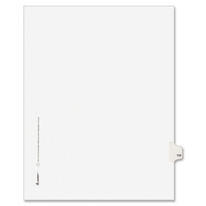 Avery 1120 Numeric Divider, "120", Side Tab, 11"x8-1/2", 25/PK, White by Avery