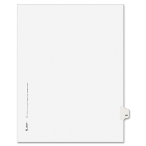 Kleer-Fax, Inc 82244 Legal Index, Side Tab 46, 8-1/2"x11", 25/PK, 1/25 Cut by Avery