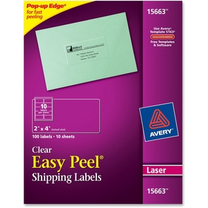 Avery 15663 Laser Labels, Mailing, 2"x4", 100/PK, Clear by Avery