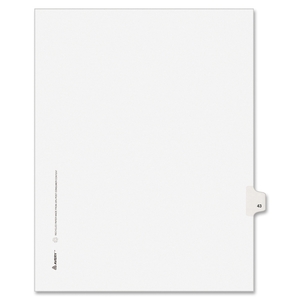 Avery 82241 Legal Index, Side Tab 43, 8-1/2"x11", 25/PK, 1/25 Cut by Avery