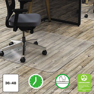 Deflecto Corporation CM21142PC Clear Polycarbonate All Day Use Chair Mat for Hard Floor, 36 x 48 by DEFLECTO CORPORATION