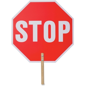 Tatco Products, Inc 17520 Handheld Stop Sign, 18"X.1/5"X18", White/Red by Tatco