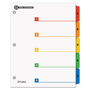 Cardinal Brands, Inc 70518 100% Recycled OneStep Index System, Multicolor 5-Tab, 11 x 8-1/2, 1 Set by CARDINAL BRANDS INC.