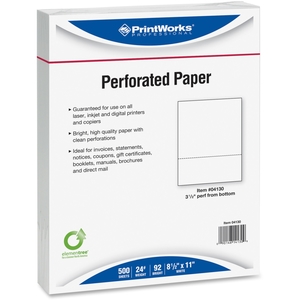 Paris Business Products 04130 Paper, Perf'D 3 1/2 Bot 24# by Printworks