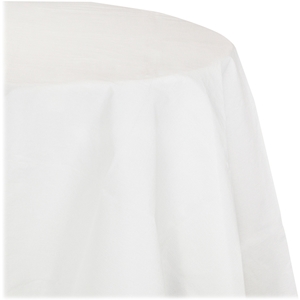 Round Tablecovers, 82" dia, Tissue/Plastic, 12/CT, White by Converting