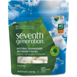 Seventh Generation, Inc 22897 Dishwasher Packs, Natural, Free/Clear, 45/PK by Seventh Generation