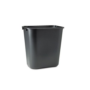Deskside Plastic Wastebasket, Rectangular, 7gal, Black by RUBBERMAID COMMERCIAL PROD.