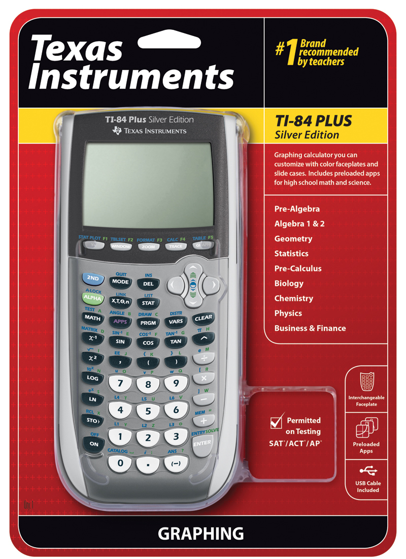 atmosfeer Fantasierijk scheuren TEXAS INSTRUMENTS INC. **DISCONTINUED**84PL2VSI/CBX **DISCONTINUED**TI-84  Plus Silver Edition Graphing Calculator (with Panel, TI-Connectivity Kit  Cable, TI Presentation Link and Carrying Case)