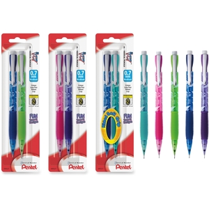 PENTEL OF AMERICA AL27TBP2 Mechanical Pencil, w/Pocket Clip, Refill, 0.7mm, 2/PK NE/Ast by Pentel