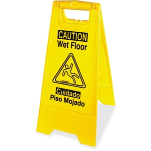 Wet Floor Sign, English/Spanish, Yellow/Black by Impact Products