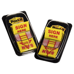 3M 680-SH2 Arrow Message 1" Page Flags, "Sign Here", Yellow, 2 50-Flag Dispensers/Pack by 3M/COMMERCIAL TAPE DIV.