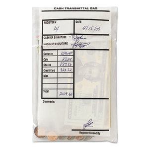 MMF INDUSTRIES 236006120 Cash Transmittal Bags, Self-Sealing, 6 x 9, Clear, 100 Bags/Box by MMF INDUSTRIES