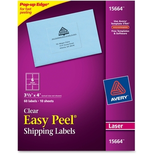 Avery 15664 Laser Labels, Mailing, 3-1/3"x4", 60/PK, Clear by Avery